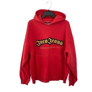 Vintage JNCO Jeans Red Hoodie Sweatshirt Crown King Graphic Logo Medium 90's Y2K